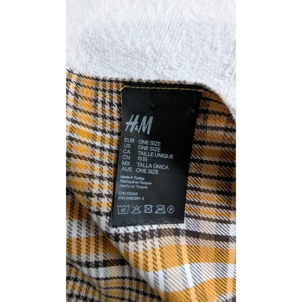 H&M Unisex Soft Checkered Scarf Shawl – Yellow Grey Plaid Winter Muffler Wrap